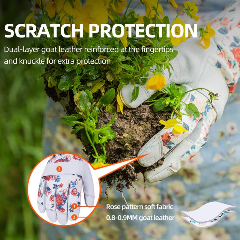 Vgo... 1-Pair Natural Genuine Goatskin Leather Gardening Gloves, Long Cuff Protection, High Dexterity Grip Gloves (Size S, White, GA9658-W) - Image 5